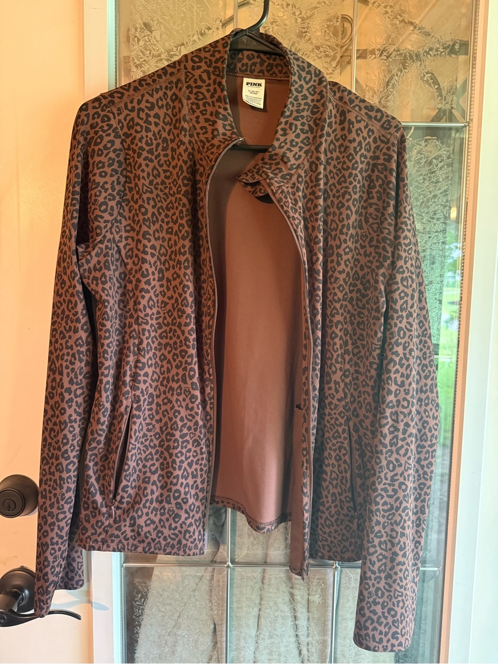 PINK Victoria's Secret Leopard Print Zip Jaket - Brown/Black
